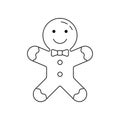 Gingerbread man outline icon. Christmas cookie or biscuit. Vector illustration. Royalty Free Stock Photo